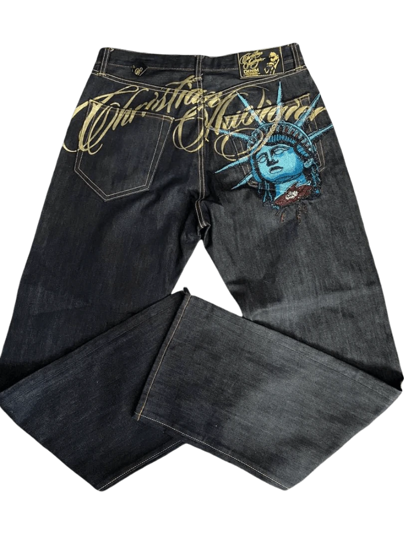 Statue of Liberty Embroidered Jeans