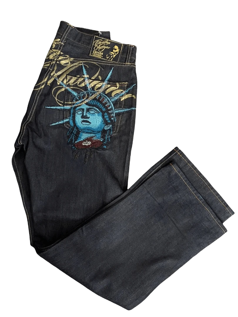 Statue of Liberty Embroidered Jeans